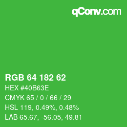カラーコード: RGB 64 182 62 | qconv.com