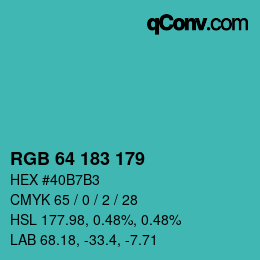 Color code: RGB 64 183 179 | qconv.com