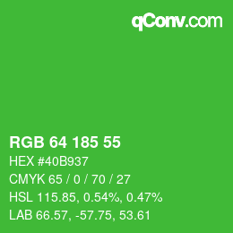 Color code: RGB 64 185 55 | qconv.com