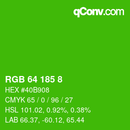 Color code: RGB 64 185 8 | qconv.com