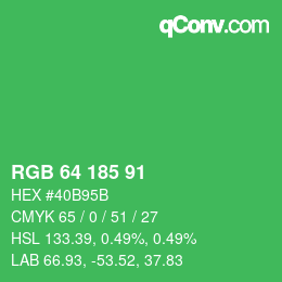 Color code: RGB 64 185 91 | qconv.com