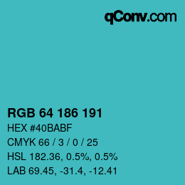Farbcode: RGB 64 186 191 | qconv.com
