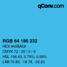 Color code: RGB 64 186 232 | qconv.com