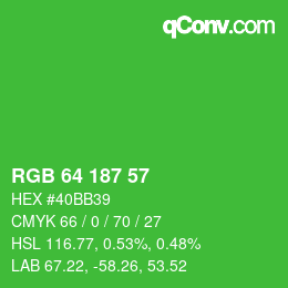 Color code: RGB 64 187 57 | qconv.com