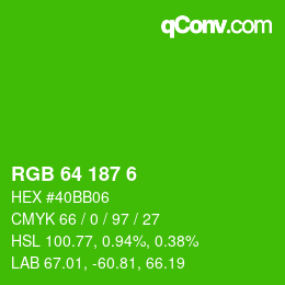 Color code: RGB 64 187 6 | qconv.com