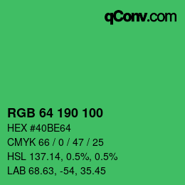 Color code: RGB 64 190 100 | qconv.com