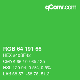 Color code: RGB 64 191 66 | qconv.com