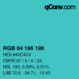 Color code: RGB 64 196 196 | qconv.com