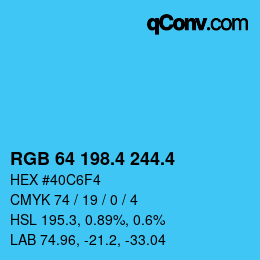 カラーコード: RGB 64 198.4 244.4 | qconv.com