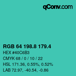 カラーコード: RGB 64 198.8 179.4 | qconv.com