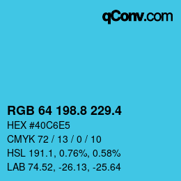 カラーコード: RGB 64 198.8 229.4 | qconv.com