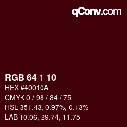 Color code: RGB 64 1 10 | qconv.com