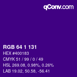 Color code: RGB 64 1 131 | qconv.com