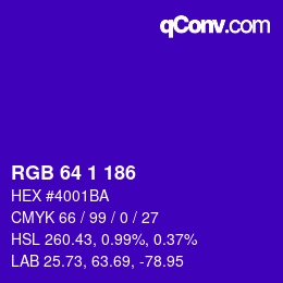 Color code: RGB 64 1 186 | qconv.com