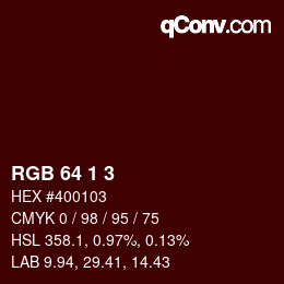 Color code: RGB 64 1 3 | qconv.com
