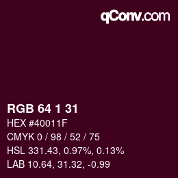 Color code: RGB 64 1 31 | qconv.com