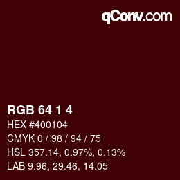 Color code: RGB 64 1 4 | qconv.com