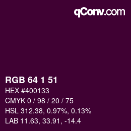 カラーコード: RGB 64 1 51 | qconv.com