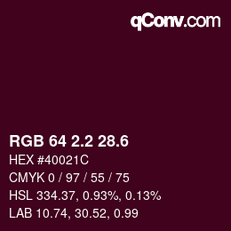 カラーコード: RGB 64 2.2 28.6 | qconv.com