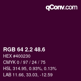 カラーコード: RGB 64 2.2 48.6 | qconv.com