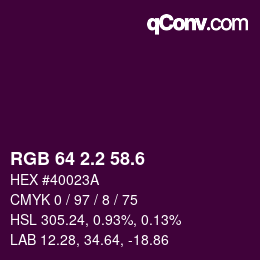 カラーコード: RGB 64 2.2 58.6 | qconv.com