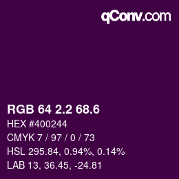 カラーコード: RGB 64 2.2 68.6 | qconv.com