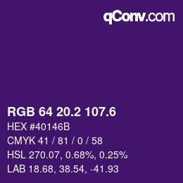 カラーコード: RGB 64 20.2 107.6 | qconv.com