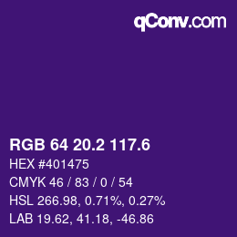 カラーコード: RGB 64 20.2 117.6 | qconv.com