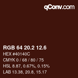 カラーコード: RGB 64 20.2 12.6 | qconv.com