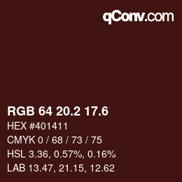 カラーコード: RGB 64 20.2 17.6 | qconv.com