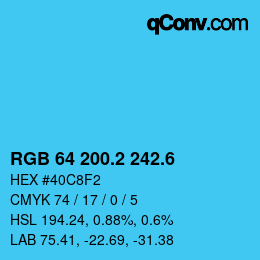 カラーコード: RGB 64 200.2 242.6 | qconv.com