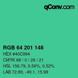 Color code: RGB 64 201 148 | qconv.com