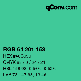 颜色代码: RGB 64 201 153 | qconv.com