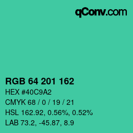 Color code: RGB 64 201 162 | qconv.com