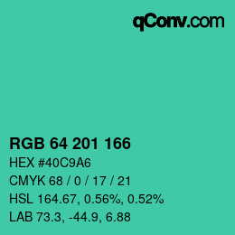 Color code: RGB 64 201 166 | qconv.com