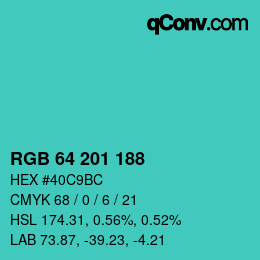 Color code: RGB 64 201 188 | qconv.com