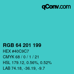 Color code: RGB 64 201 199 | qconv.com