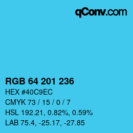 Color code: RGB 64 201 236 | qconv.com