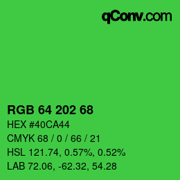 Color code: RGB 64 202 68 | qconv.com