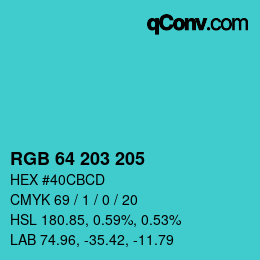 カラーコード: RGB 64 203 205 | qconv.com