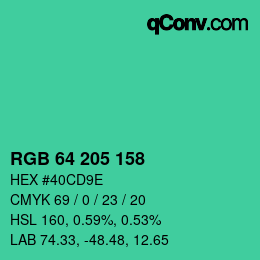 Color code: RGB 64 205 158 | qconv.com