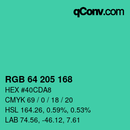 Color code: RGB 64 205 168 | qconv.com