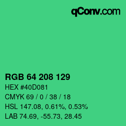 カラーコード: RGB 64 208 129 | qconv.com
