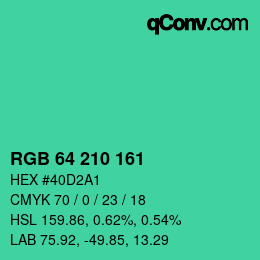 Color code: RGB 64 210 161 | qconv.com