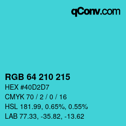 カラーコード: RGB 64 210 215 | qconv.com
