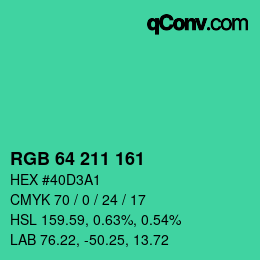Color code: RGB 64 211 161 | qconv.com