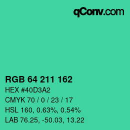Color code: RGB 64 211 162 | qconv.com