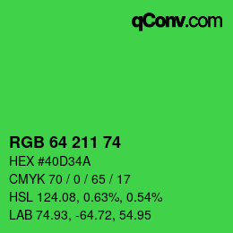 Color code: RGB 64 211 74 | qconv.com
