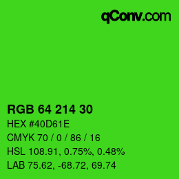 カラーコード: RGB 64 214 30 | qconv.com