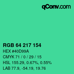 Farbcode: RGB 64 217 154 | qconv.com
